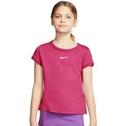 Nike Court Dri-FIT Girls Short Sleeve Tennis Shirt -Pulley Shop 11217 VIVIDPINK616