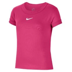 Nike Court Dri-FIT Girls Short Sleeve Tennis Shirt -Pulley Shop 11217 VIVIDPINK616 1