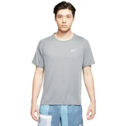 Nike Rise 365 Mens Short Sleeve Running Shirt -Pulley Shop 12496 097SMOKEGREY