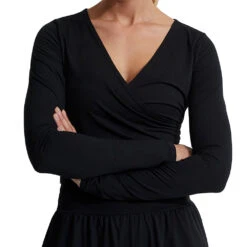 Varley Carolyn Black Womens Long Sleeve Wrap Shirt -Pulley Shop 25979 BLACK 2 9c1b91c6 b25f 4650 b3bc 912510f825df