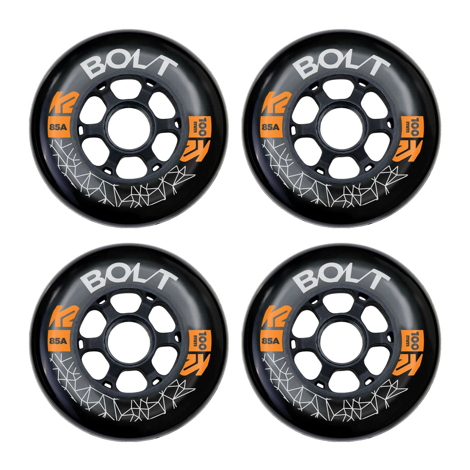 K2 Bolt 100mm/85A Inline Skate Wheels - 4 Pack 4 K2 Bolt 100mm/85A Inline Skate Wheels - 4 Pack - Image 2