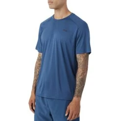 FILA Kaab Short Sleeve Crew Mens Tennis Shirt -Pulley Shop 31316 BLUE436