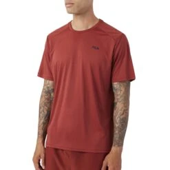 FILA Kaab Short Sleeve Crew Mens Tennis Shirt -Pulley Shop 31316 RUSSETBRWN255